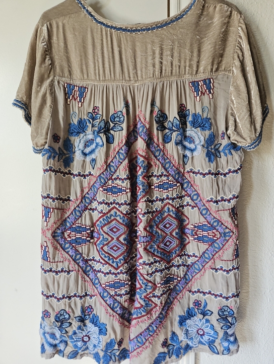 Johnny Was Tops - Johnny Was Velvet Shirt With Embroidered Back Detail